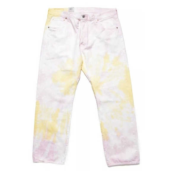 Levis 501 Straight Y2K White Tie Dye Hip Hop Jeans Mens 30x34 New Fast Ship - Picture 14 of 15